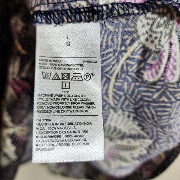 Old Navy NWT floral print vneck tassel tie front peasant blouse woman's size L - Picture 9 of 12